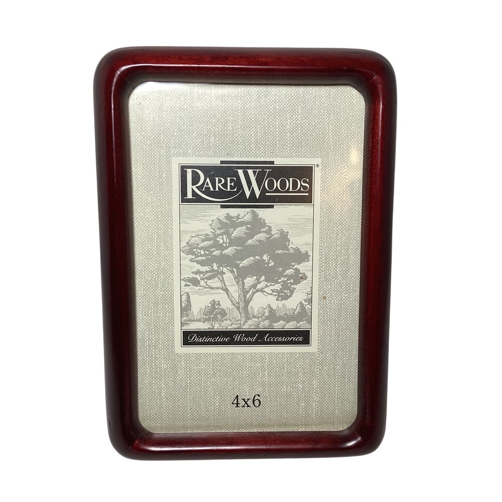 Rare Woods Cherry Finish Rounded Wood Picture Frame 4x6 Tabletop Wall Mount